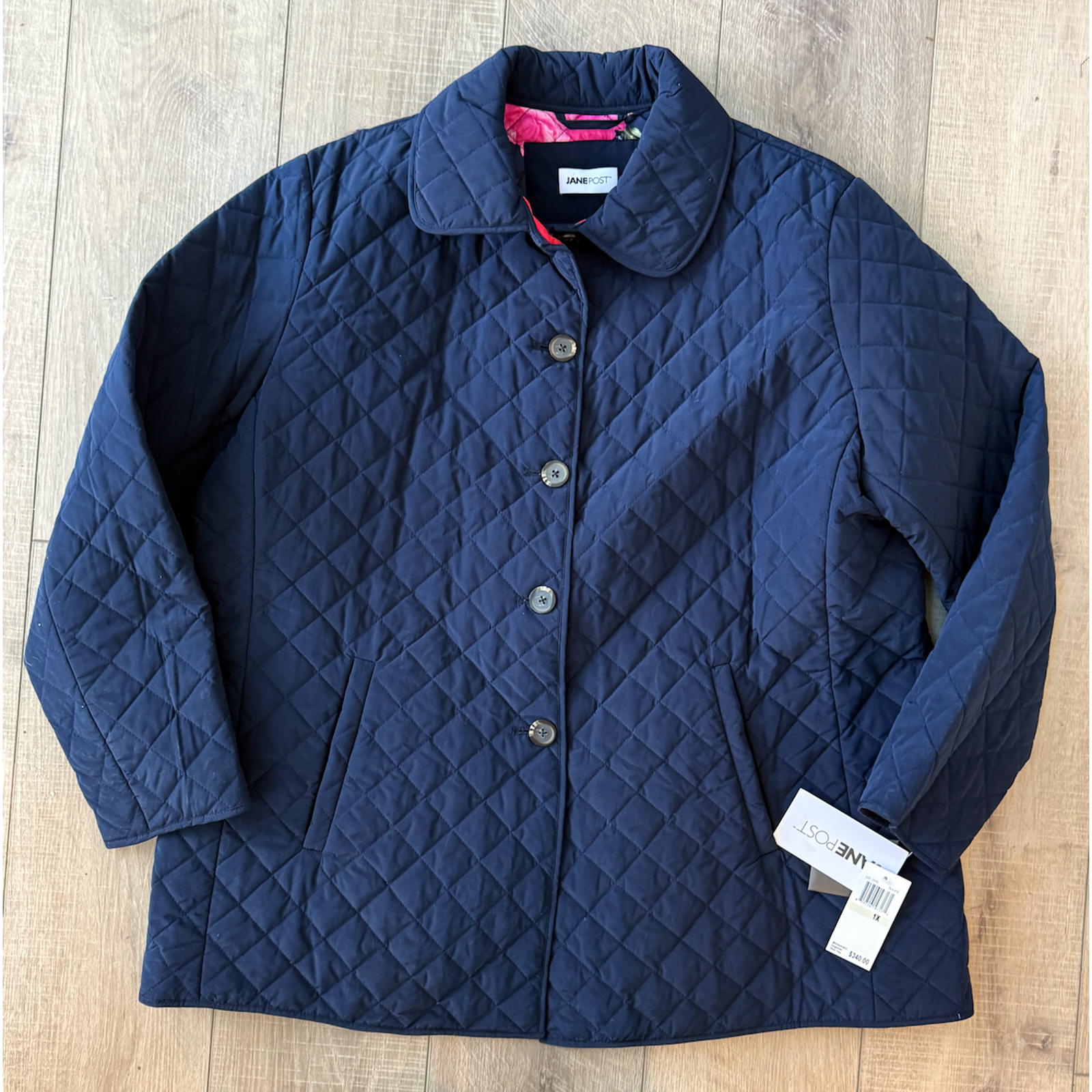 Nwt Jane Post Blue Quilted Floral Lining Jacket $340 Plus Size 1x — image 4 of 8